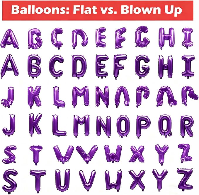 62 Pcs Purple Letter Balloons, Custom 2 Set A-Z Set - Image 4