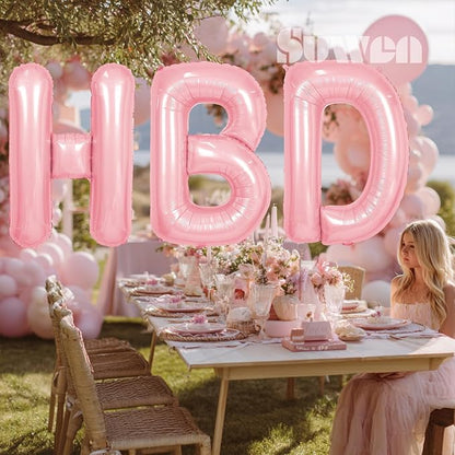 SUWEN 40 Inch Pink Large U Letter Balloons Big Foil Helium A-Z | Jumbo Mylar - Image 4