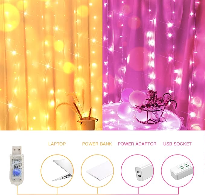 Color Changing Curtain Lights, 200 Led 6.5ft x 6.5ft Hanging String Lights - Image 5