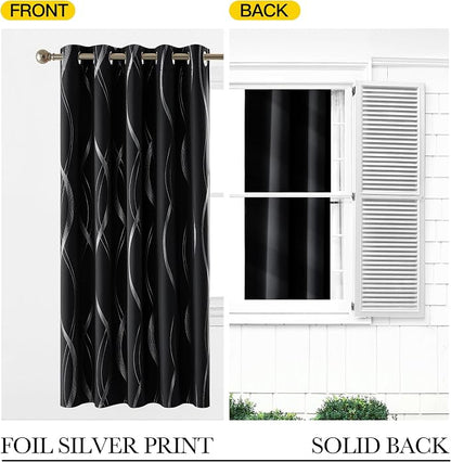 NICETOWN Black Blackout Patterned Curtain - Image 4