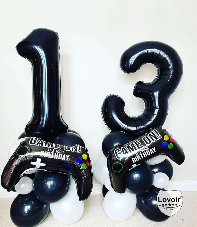 Black 13 Number Balloons, 40 Inch Giant Number 13 Balloons Foil Mylar Helium - Image 3