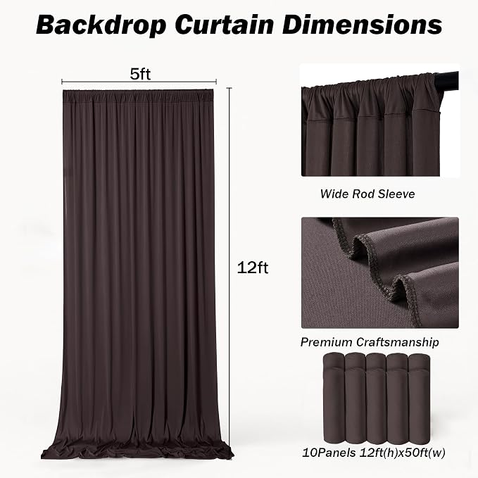 50ft×12ft Brown Backdrop Curtains - Image 7