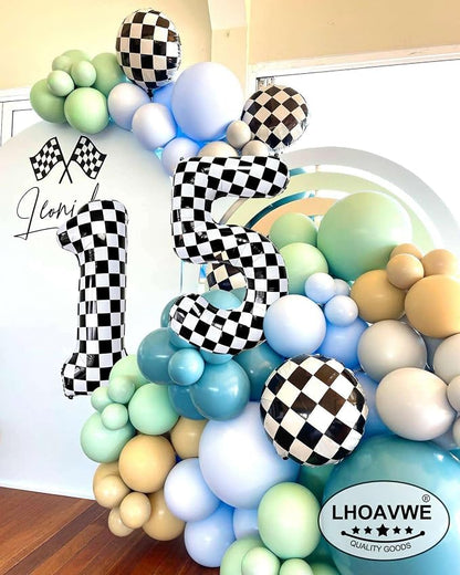 LHOAVWE Number 17 Checkered Balloons 40 Inch Giant Race Car Checkered 17 Number - Image 5