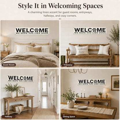 Welcome Hanging Banner, Dog Wall Decor Banner, Rustic Welcome Sign - Image 2