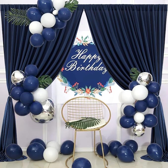 50ftx10ft Wrinkle Free Navy Blue Backdrop Curtains - Image 5