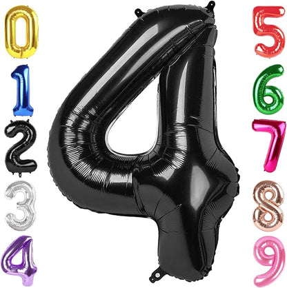 40 Inch Black Number 4 Balloon Birthday Party Decorations by Hadoife