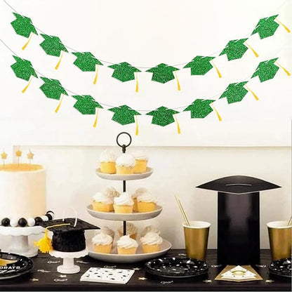 Graduation Decorations Class of 2026 Green Graduation Cap Banner - Image 5