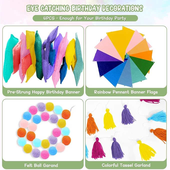 4PCS Pre-Strung Happy Birthday Banner - Image 4