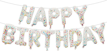 Happy Birthday Letter balloon banner, 16-inch Happy Birthday | clear sequined - Image 4