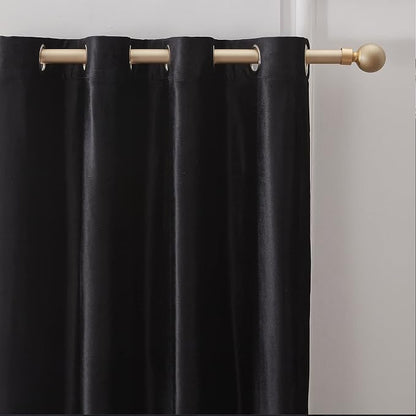 Velvet Black Grommet Blackout Curtains 120 inch Length - Image 2