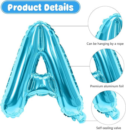 29PC Light Blue Happy Birthday Balloon Banner, 16 Inch 3D Letter Banner Sign - Image 6
