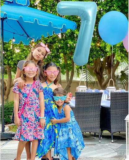 TONIFUL 40 Inch Light Blue Large Numbers Balloons 0-9, Number 7 Digital 7 - Image 3