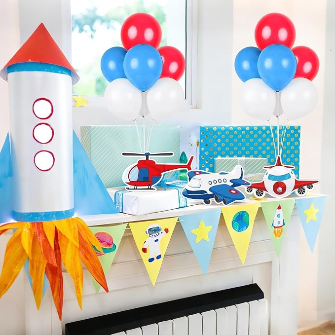 6 PCS Airplane Birthday Party Decorations Airplane Balloons Stand Kit 3D - Image 4