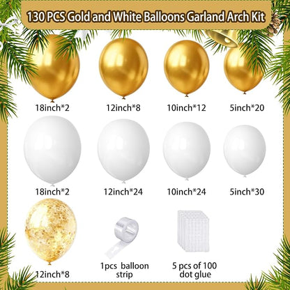 White and Gold Balloons Arch Kit, Engagements, Baby Shower Anniversary - Image 2