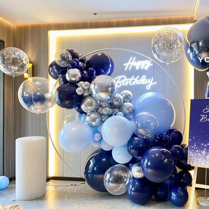 MEBAY Blue Silver Black Balloons Garland Arch Kit - Image 3