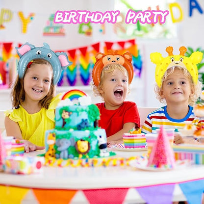 Liliful 200 Pcs Zoo Animal Inflatable Headbands Unicorn Wildlife Safari Balloon - Image 4