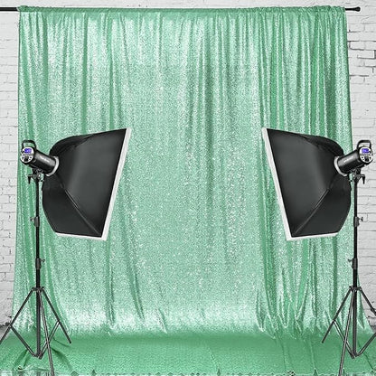 Eternal Beauty Mint Green 3mm Sequin Backdrop 20x10 Ft - Image 2