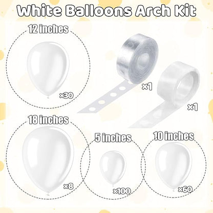 200 Pieces White Balloons Different Sizes 5 10 12 18 Inch Latex White Balloon - Image 2