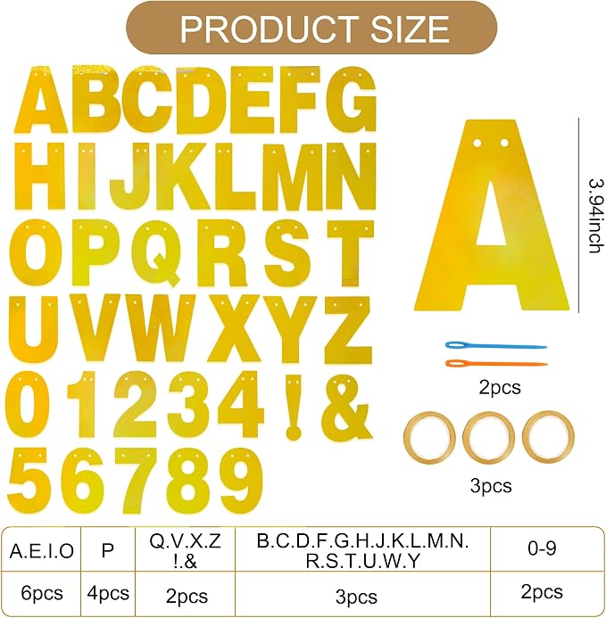 BEISHIDA Double-sided Gold 116PCS A-Z DIY Letter Custom Banner Party Decor | - Image 3