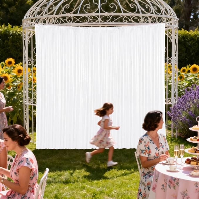 2×8FT-6PCS White Sequin Backdrop Curtains Panels, Photography Backdrop Glitter - Image 4