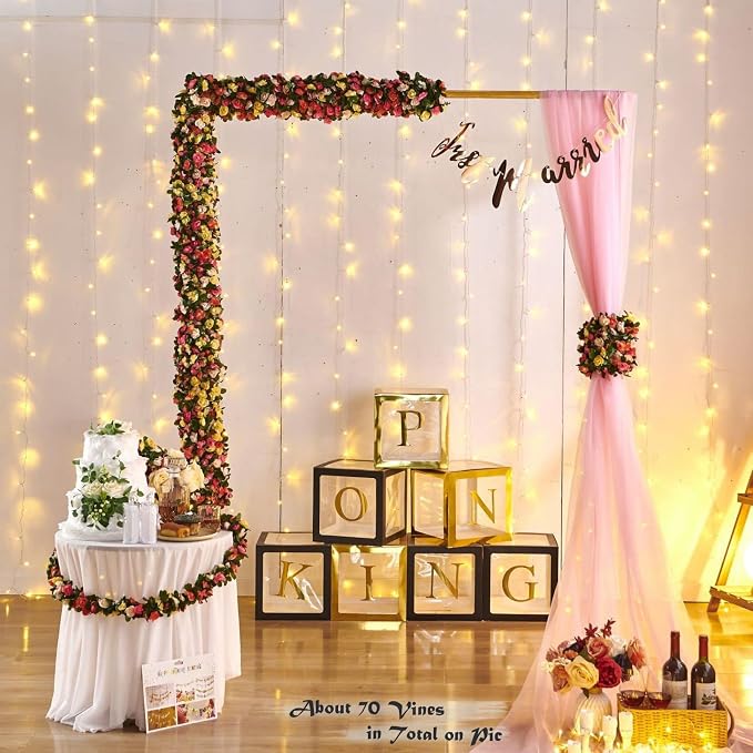 Artificial Flower Garland 6pcs 8.2ft Rose Vine Decor, Champagne Flower | - Image 8