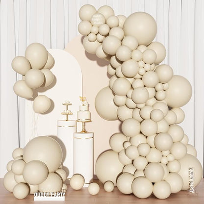 Ouddy Party 129Pcs Sand White Balloons Different Sizes - Image 7
