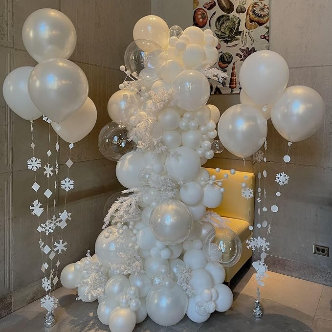 Pearl White Balloons, Pearl Sand White Double-Stuffed Ivory Latex Balloon - Image 6