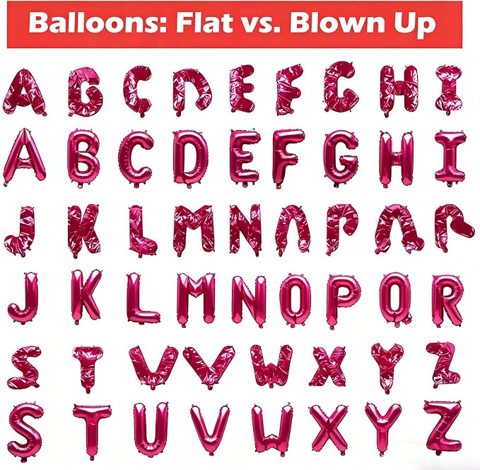 98 Pcs Hot Pink Letter Balloons, Custom 3 Set A-Z Set - Image 4