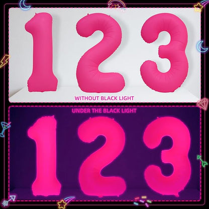 Mega-L Glow in The Dark Party Supplies, 40 Inch Fuchsia Number 6 Balloon | Glow - Image 7
