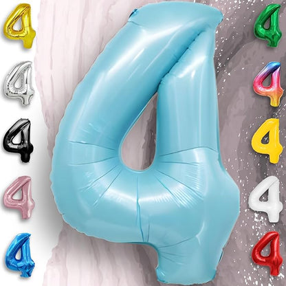 Candy Blue Number Balloon 4 Mylar Foil Balloons 32 inch - Image 4