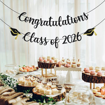 Congratulations Class of 2026 Banner, Congrats Grad Party Decor, 2026 - Image 2