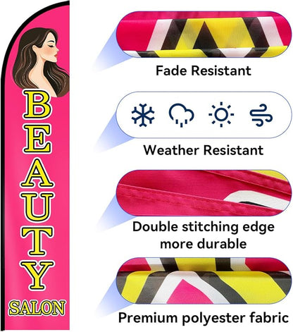 Beauty Salon Feather Flag, 11.2x2.3Ft, Advertising Banner - Image 6