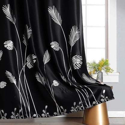 Silver and Black Blackout Curtains 2 Panels Set Thermal Insulated Window - Image 7