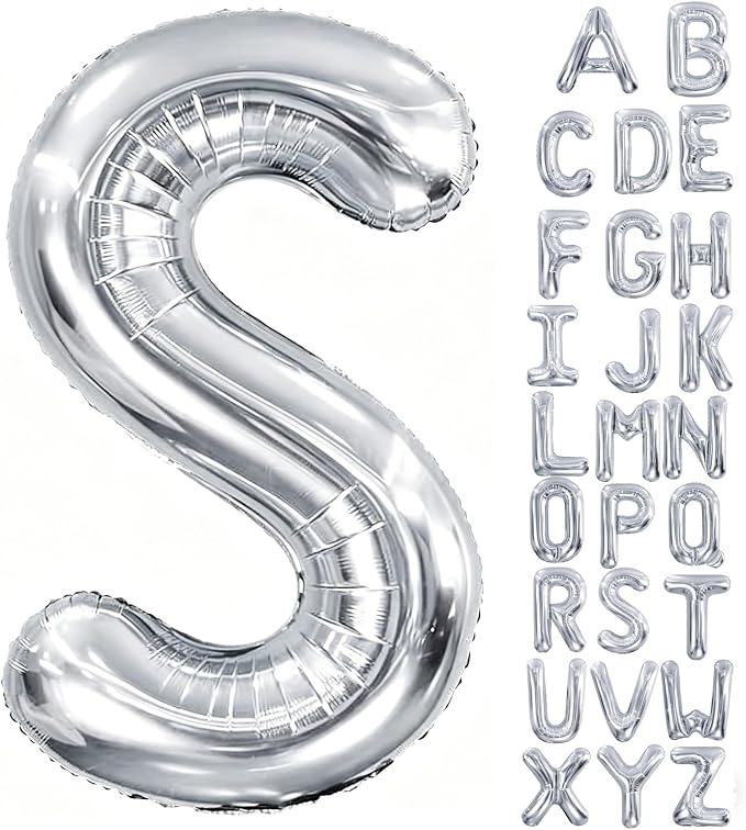 40 Inch Silver Letter Balloon, Large Foil Alphabet Balloons Birthday by Aeniaza