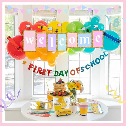 Gueevin 3.3 ft Back to School Welcome Banner Classroom Castle Welcome Sign - Image 3
