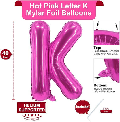 Lovoir 40 Inch Large Hot Pink Letter K Balloons Big Size Jumbo Mylar Foil - Image 2