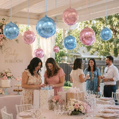 Pink Blue Round Foil Balloons - Image 5
