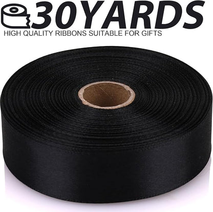 7/8 Inch 30 Yards Black Satin Craft Ribbon-Single Face Polyester Ribbon - Image 2