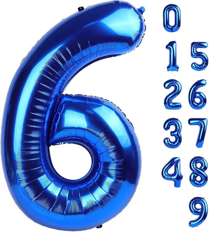 Number Balloons Navy Blue Number 6 by Mluchee
