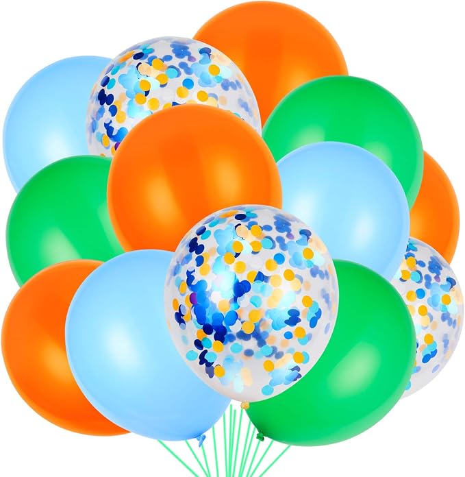 Orange Blue and Green Latex Balloons by JOYYPOP