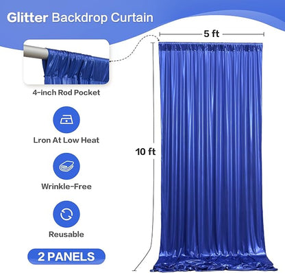 gogoparti 10x10FT Sapphire Blue Sequin Backdrop Curtain - Image 6