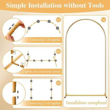 Frienda Gold Wedding Photo Arch Backdrop Stand Balloon Arch Stand - Image 3