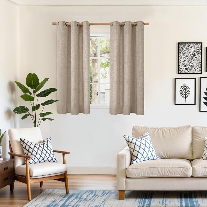 YoungsTex Dark Oatmeal Linen Curtains 54 Inch Length - Image 2
