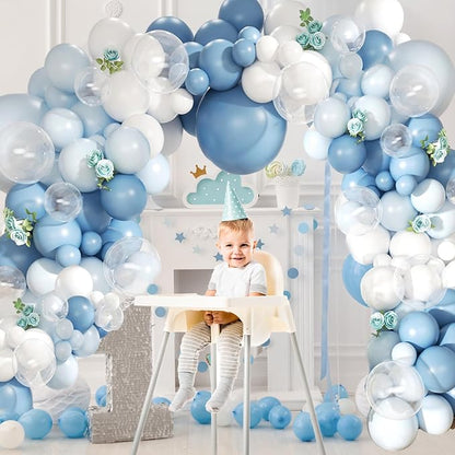 Dusty Blue Balloon Arch Kit 155Pcs Light Blue and White Clear Balloons - Image 5