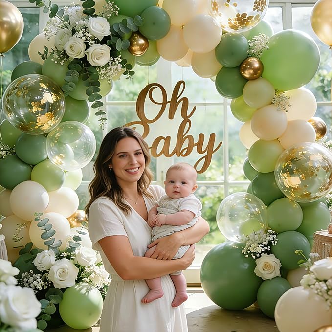 Sage Green and Gold Balloon Arch Kit 129 PCS | Boho Baby Shower Wedding Bridal - Image 3