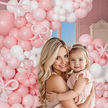 Pink Bow Balloon Arch Kit, Pastel Pink and White Garland Include Light blush - Image 7