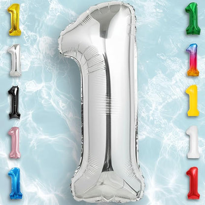 Silver Number Balloon 1 Mylar Foil Balloons 40 inch - Image 2