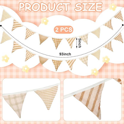 Oudain 2 Pcs Pennant Banner Flags Nursery Garland Triangle Bunting Flags - Image 2