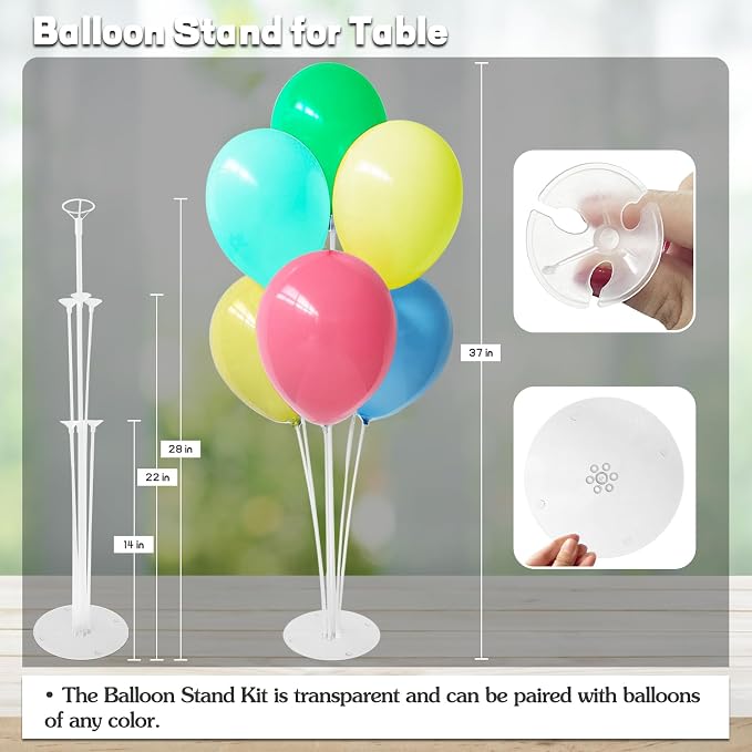 6 Sets Balloon Sticks with Base, Balloon Stand Kits, Balloon Stands with Base - Image 3