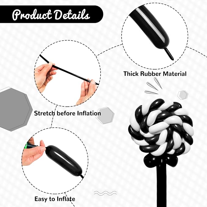 100Pcs Black 260 Balloons, Long Balloon - Image 3